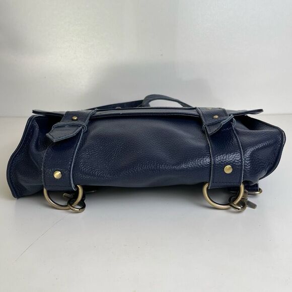 Vere Verto Navy Blue Leather Backpack Convertible Messenger Crossbody Travel Bag main image 4